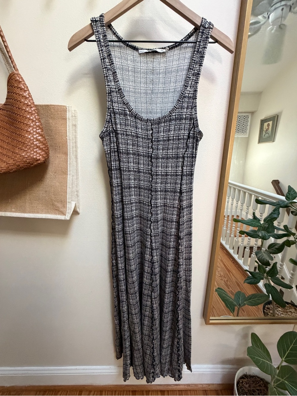 Proenza Schouler Black and White Plaid Maxi Tank Dress